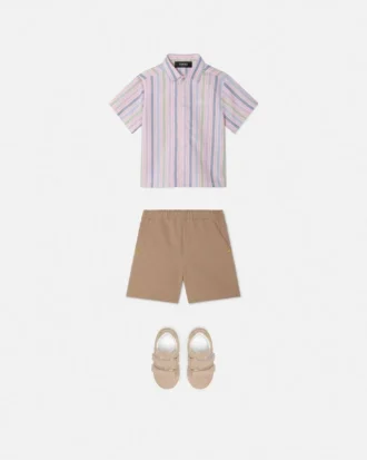 Pantalones cortos bordados de algodón seersucker para niño