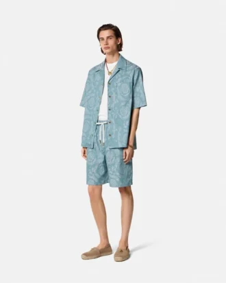Pantalones cortos de denim jacquard Barocco