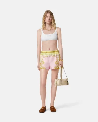 Pantalones cortos de sarga de seda estampados