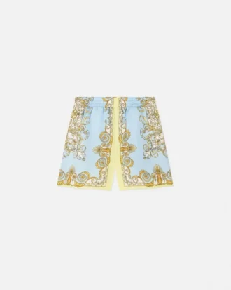 Pantalones cortos de sarga de seda estampados para niño
