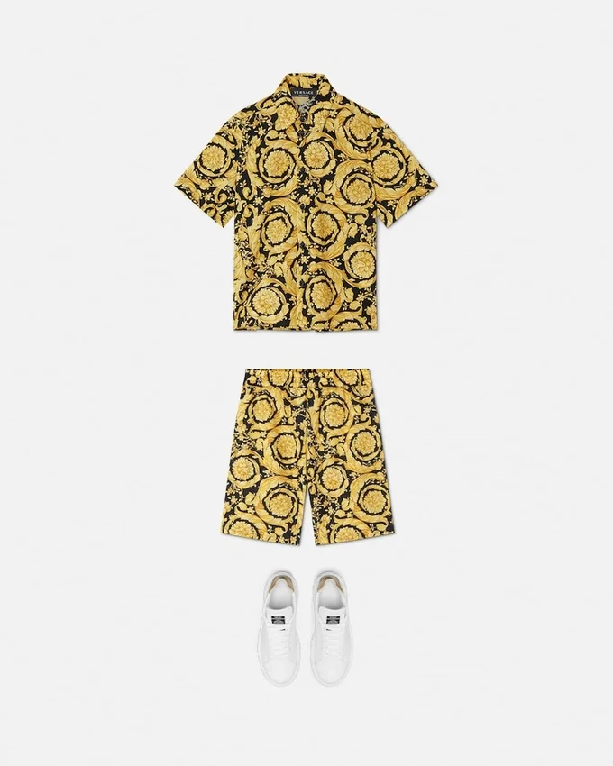 Pantalones cortos de sarga de seda estampados para niño Pantalones cortos de sarga de seda estampados para niño