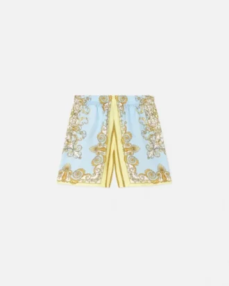 Pantalones cortos de sarga de seda estampados para niño