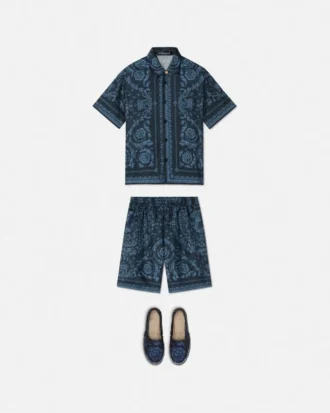 Pantalones cortos de sarga de seda estampados para niño