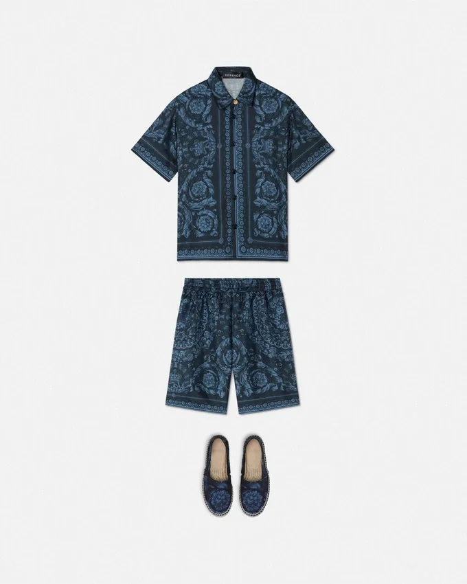 Pantalones cortos de sarga de seda estampados para niño Pantalones cortos de sarga de seda estampados para niño