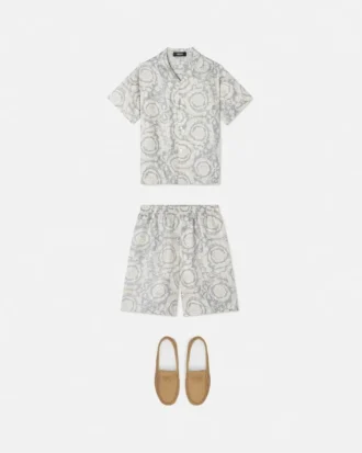 Camisa de sarga de seda estampada para niño