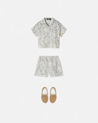 Camisa de sarga de seda estampada para niño