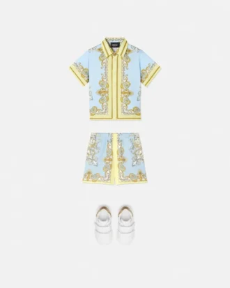 Camisa de sarga de seda estampada para niño