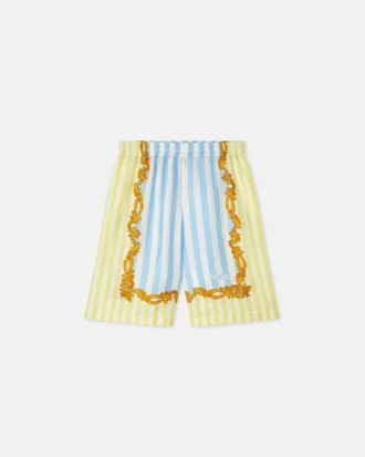 Pantalones cortos de seda con rayas Barocco Silk para niño