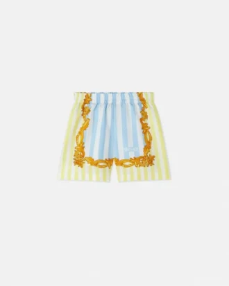 Pantalones cortos de seda con rayas Barocco Silk para niño