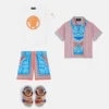 Camisa infantil estampada de popelín de algodón a rayas Camisa infantil estampada de popelín de algodón a rayas