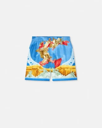 Pantalones cortos regulares de sarga de seda estampada