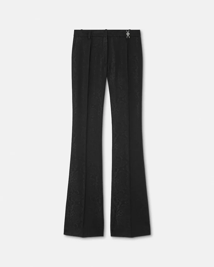 Pantalones de mezcla de lana con jacquard de pitón Pantalones de mezcla de lana con jacquard de pitón