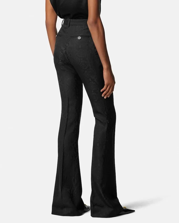 Pantalones de mezcla de lana con jacquard de pitón Pantalones de mezcla de lana con jacquard de pitón