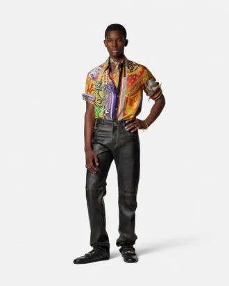 Pantalones de piel desgastada