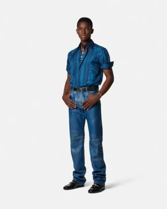 Pantalones de piel desgastada Pantalones de piel desgastada