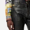 Pantalones de piel desgastada