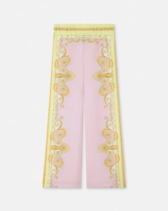 Pantalones de sarga de seda estampados