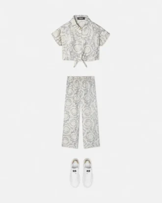 Pantalones de sarga de seda estampados para niño