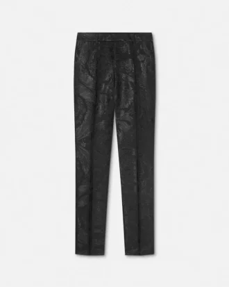 Pantalones formales slim de jacquard de lana y viscosa
