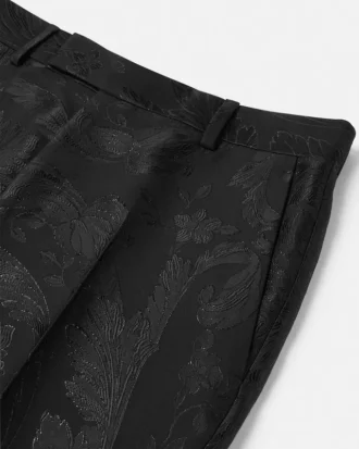 Pantalones formales slim de jacquard de lana y viscosa