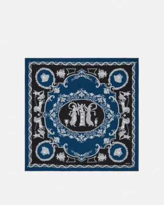 Pañuelo de sarga de seda estampado 90 cm