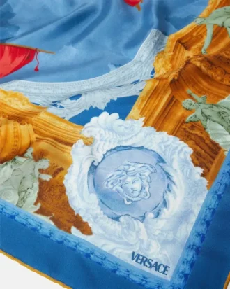 Pañuelo de sarga de seda estampado 90 cm