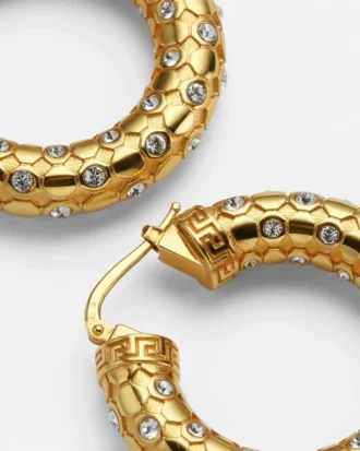 Pendientes de aro de malla metálica con cristales