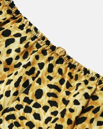 Pijama corto de seda con estampado Cheetah Allover