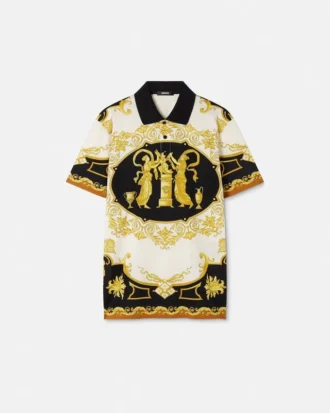 Polo de piqué de algodón estampado
