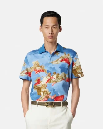 Polo de piqué de algodón estampado