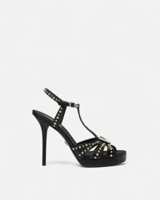 Sandalias de cuero con adornos en V 120 mm