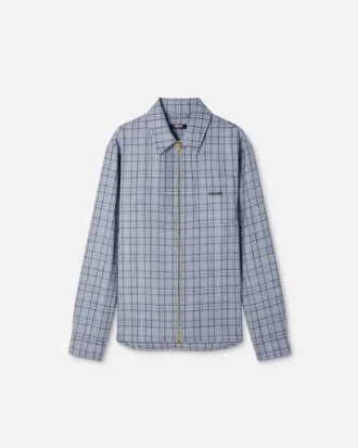 Sobrecamisa de franela de lana a cuadros con cremallera Sobrecamisa de franela de lana a cuadros con cremallera