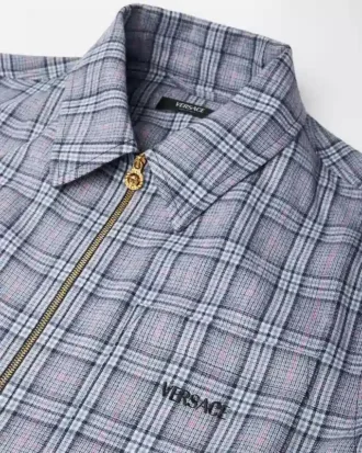Sobrecamisa de franela de lana a cuadros con cremallera Sobrecamisa de franela de lana a cuadros con cremallera