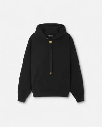 Sudadera con capucha de jersey de algodón bordada
