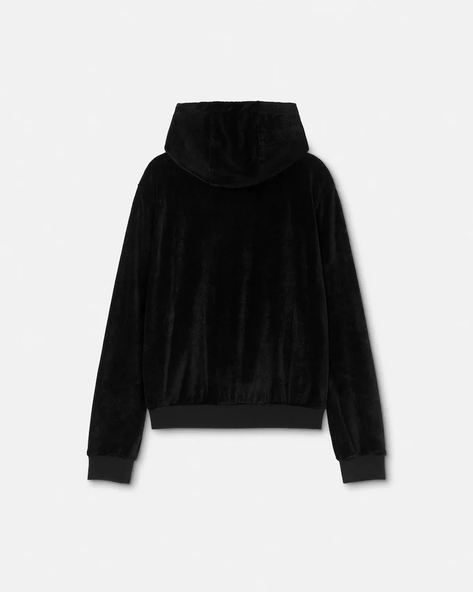 Sudadera con capucha y cremallera bordada en chenilla Sudadera con capucha y cremallera bordada en chenilla