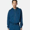 Sudadera con capucha y cremallera de jersey de algodón bordado Sudadera con capucha y cremallera de jersey de algodón bordado