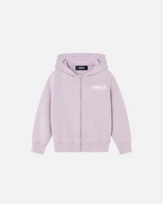 Sudadera con capucha y cremallera de jersey de algodón estampada para niño