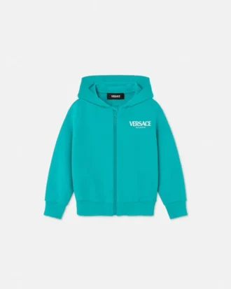 Sudadera con capucha y cremallera de jersey de algodón estampada para niño