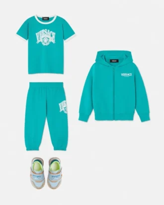 Sudadera con capucha y cremallera de jersey de algodón estampada para niño
