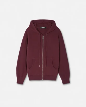 Sudadera con capucha y cremallera de punto de cachemira y lana
