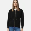 Sudadera con capucha y cremallera de punto de cachemira y lana Sudadera con capucha y cremallera de punto de cachemira y lana