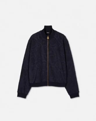 Sudadera con cremallera y tejido de rizo Barocco Jacquard