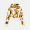 Sudadera corta con capucha estampada de jersey de algodón Sudadera corta con capucha estampada de jersey de algodón