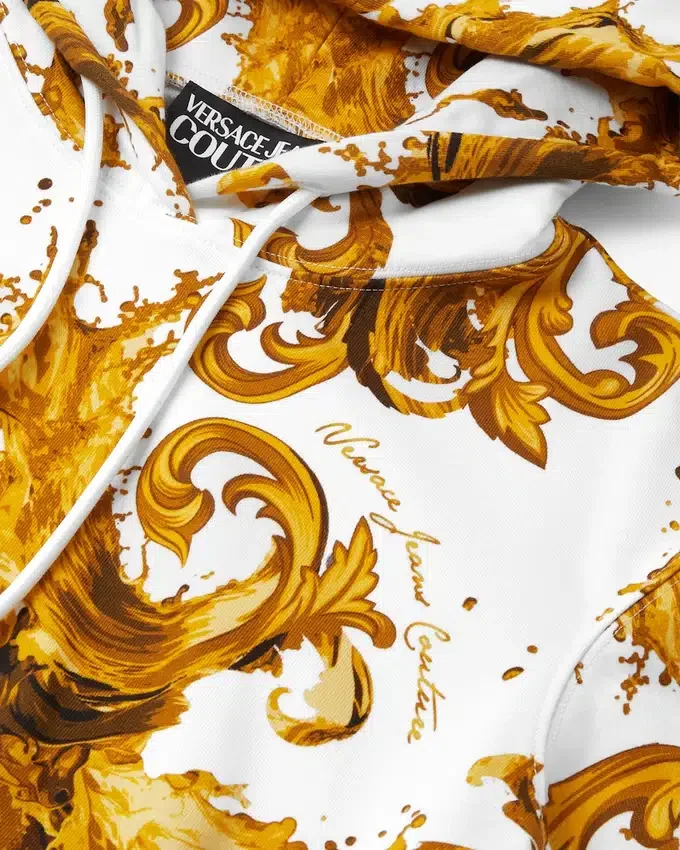 Sudadera corta con capucha estampada de jersey de algodón Sudadera corta con capucha estampada de jersey de algodón