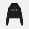 Sudadera corta con capucha y logotipo de cristal
