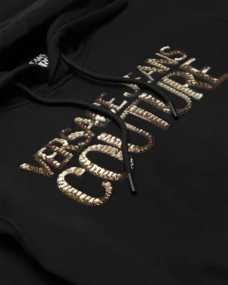 Sudadera corta con capucha y logotipo de cristal