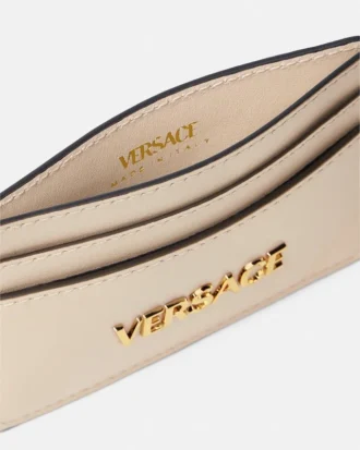 Tarjetero de piel con etiqueta Versace