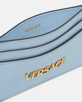 Tarjetero de piel con etiqueta Versace