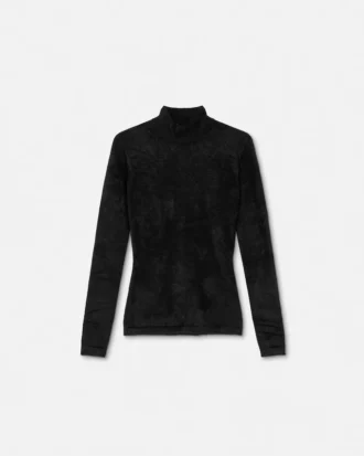 Top ajustado de cuello alto de chenilla