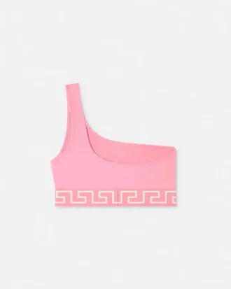 Top de bikini de un solo hombro en jacquard